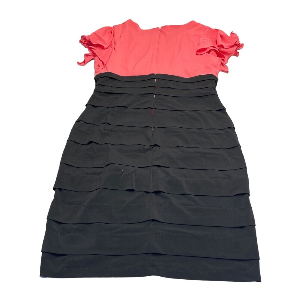 Melrose Sheath Dress Girls 12 Pink Black Pleated Flutter Sleeve Surplice Neck - Picture 2 of 7